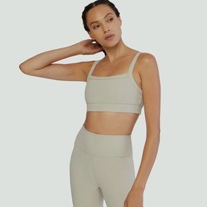 IVL ribbed square neck bra in pumice stone.